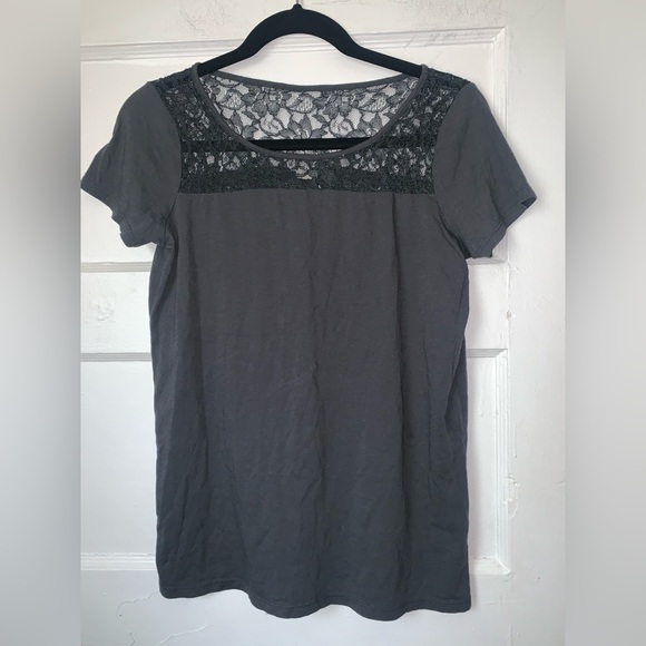 J. Crew factory gray tee‎ with lace top size XS - Picture 1 of 7